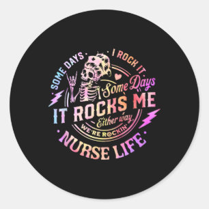 Tie Dye Some Days I Rock It Some Days It Rocks Me  Classic Round Sticker