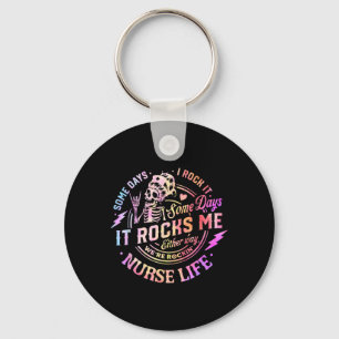 Tie Dye Some Days I Rock It Some Days It Rocks Me  Keychain