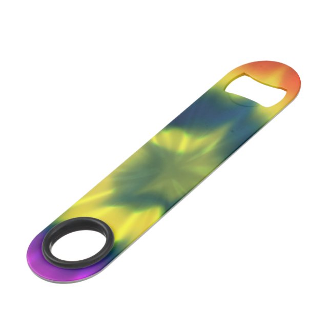 Tie-Dye Spiral - Bottle Opener Bar Key (Front Angled)
