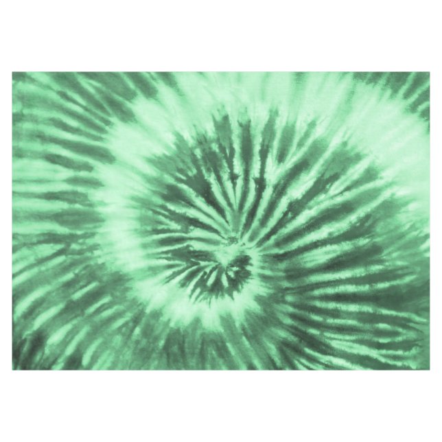 Tie-Dye Spiral Swirl - Green Tablecloth (Front (Horizontal))