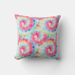 Tie Dye Spiral, watercolor art. Throw Pillow