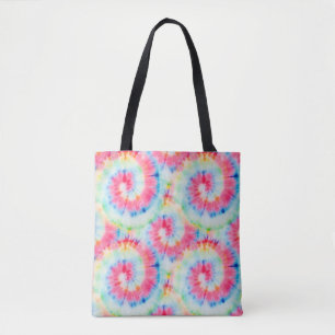 Tie Dye Spiral, watercolor art. Tote Bag
