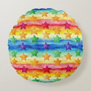 Tie Dye Stars  Round Pillow