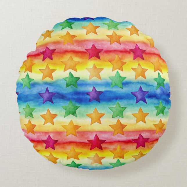 Tie Dye Stars  Round Pillow (Front)
