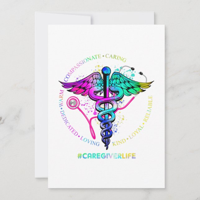 Tie Dye Stethoscope Caregiver Life Nursing Appreci Save The Date (Front)