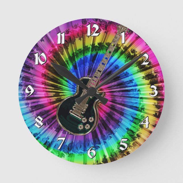 Tie Dye Swirl Electric Music Guitare Horloge (Recto)