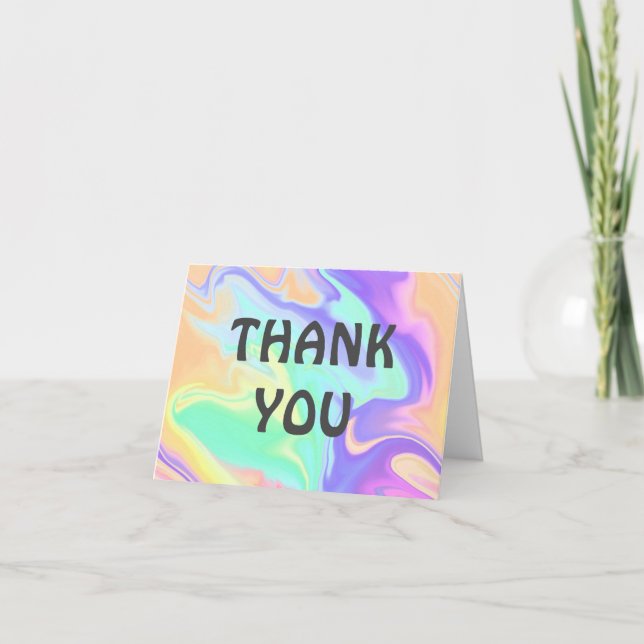 Tie Dye Swirl Marble Retro Groovy Thank You Card (Front)