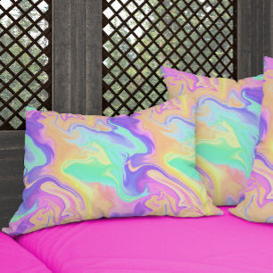 Tie Dye Swirl Pastel Groovy Accent Pillow