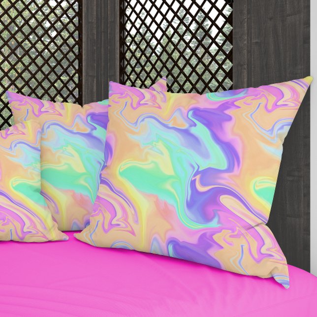 Tie Dye Swirl Pastel Groovy Throw Pillow (Creator Uploaded)