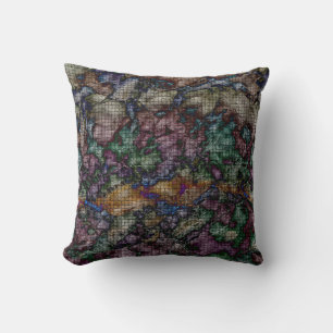 Tie-dye Swirled Colour Mosaic Pattern Small Tiles Throw Pillow