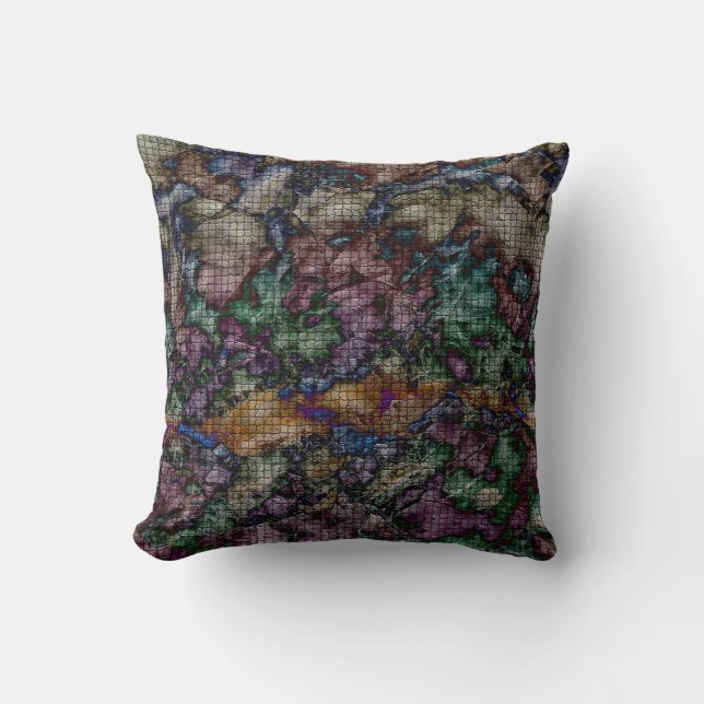 Tie-dye Swirled Colour Mosaic Pattern Small Tiles Throw Pillow (Front)