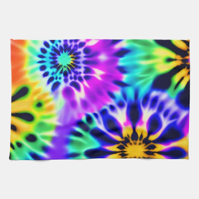 Tie Dye Swirling Pattern Design Kitchen Towel (Horizontal)