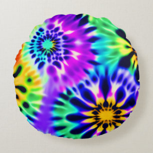 Tie Dye Swirling Pattern Design Round Pillow