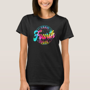 Tie Dye Team Fourth Grade Teacher Student Kid Back T-Shirt