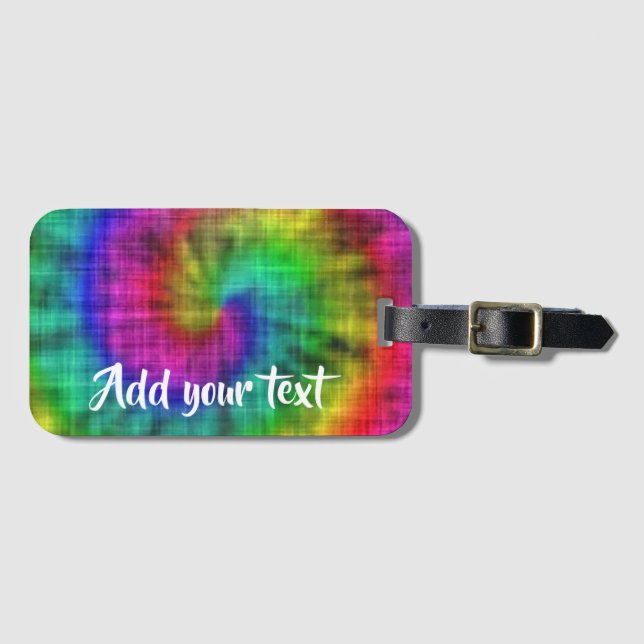 Tie dye textile patterned luggage tag (Front Horizontal)