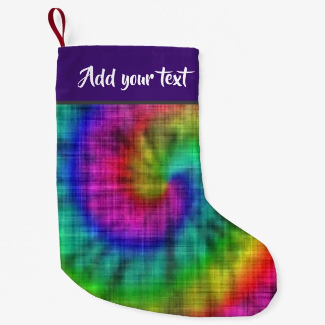 Tie dye textile patterned small christmas stocking (Front)