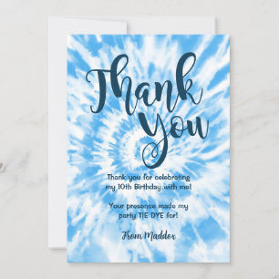 Tie Dye Thank you Card Blue