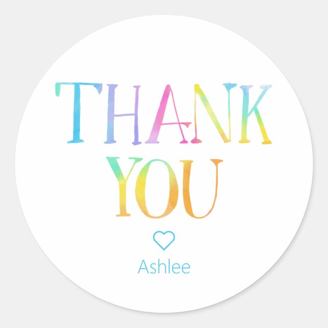 Tie Dye Thank You Classic Round Sticker (Front)