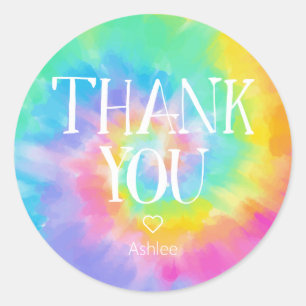 Tie Dye Thank You Classic Round Sticker