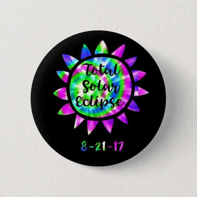Tie Dye Total Solar Eclipse 2 Inch Round Button (Front)