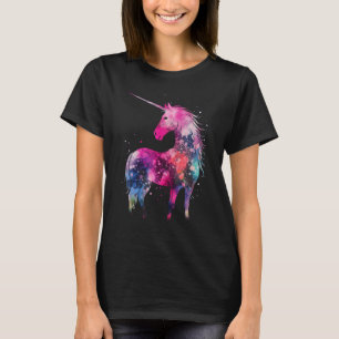 Tie-Dye Unicorn Colorful Pink Horse Silhouette Mag T-Shirt