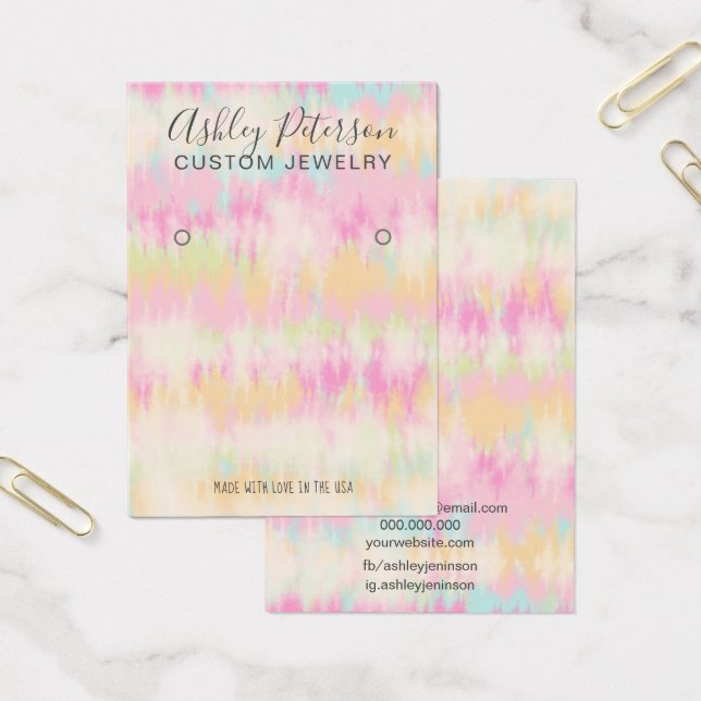 Tie dye unicorn rainbow pastel earring display (Office)