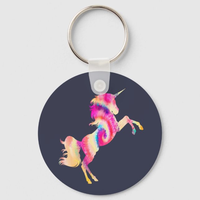 Tie Dye Unicorn T-Shirt Keychain (Front)