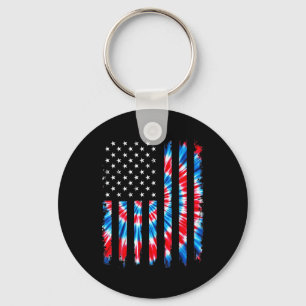 Tie Dye Usa Flag American Patriotic Flag 4th Of Ju Keychain