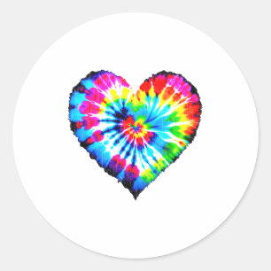 Tie Dye Valentines Colorful Hearts Day Men Women K Classic Round Sticker