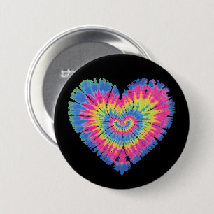 Tie Dye Valentines Colourful Hearts Day  3 Inch Round Button