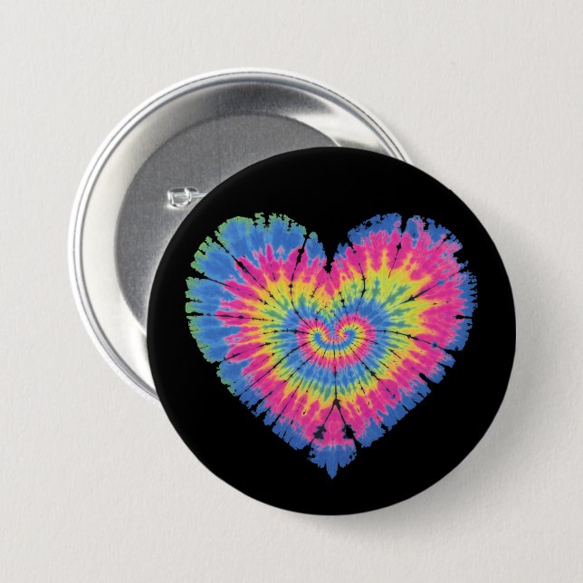 Tie Dye Valentines Colourful Hearts Day  3 Inch Round Button (Front & Back)