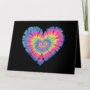 Tie Dye Valentines Colourful Hearts Day Card