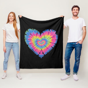 Tie Dye Valentines Colourful Hearts Day  Fleece Blanket