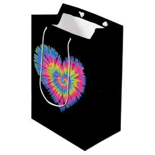 Tie Dye Valentines Colourful Hearts Day  Medium Gift Bag