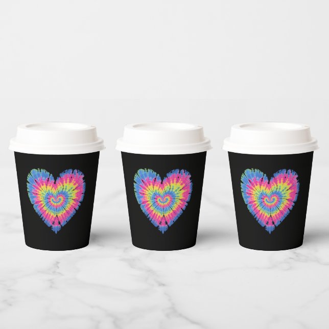 Tie Dye Valentines Colourful Hearts Day  Paper Cups (Multi)