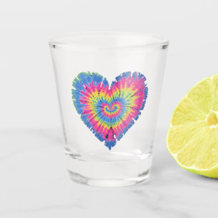 Tie Dye Valentines Colourful Hearts Day  Shot Glass