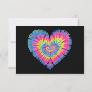 Tie Dye Valentines Colourful Hearts Day Thank You Card
