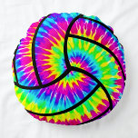 Tie-Dye Volleyball Cute Colourful Sports Round Pillow<br><div class="desc">Fun home and room decor for volleyball players,  with a colourful tie-dye volleyball pattern. Great for any volleyball player or fan.</div>