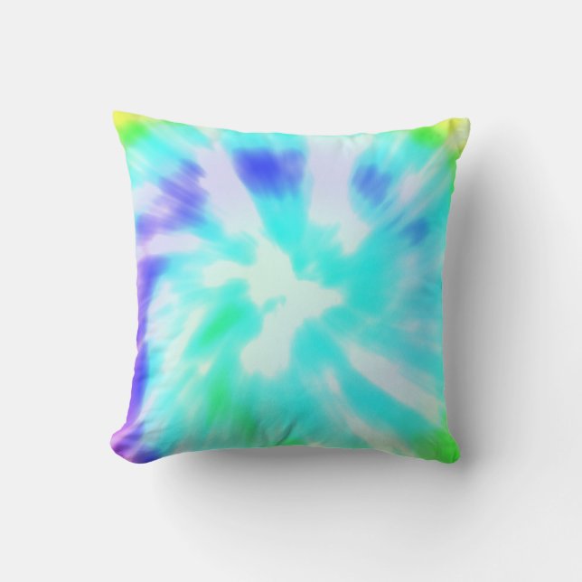 Tie dye watercolor pastels hipster ikat pattern throw pillow (Front)
