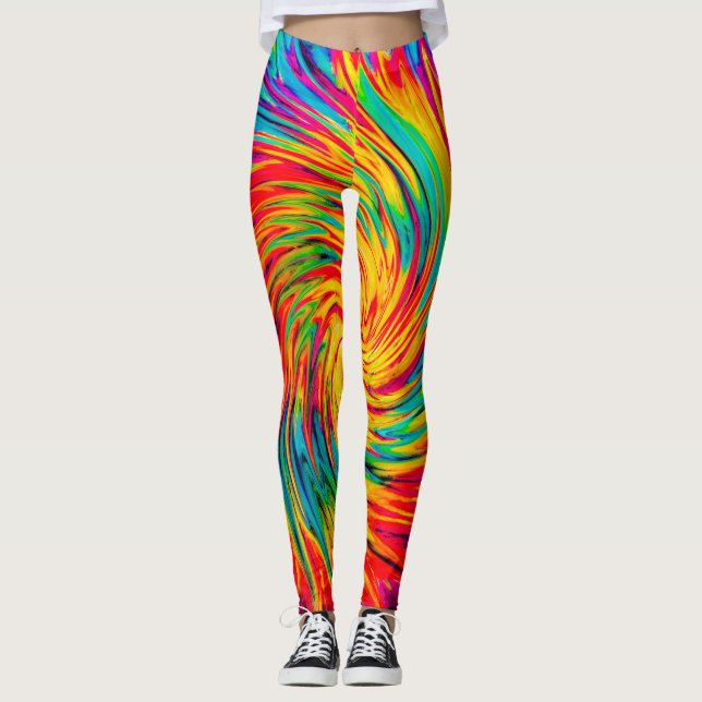 TIE DYE WIND ABSTRACT LEGGINGS (Front)
