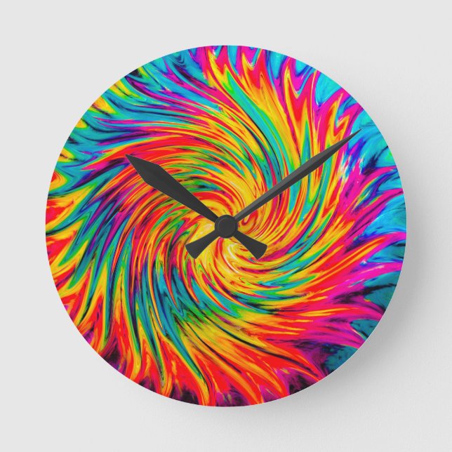 TIE DYE WIND ABSTRACT ROUND CLOCK (Front)