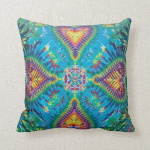 Tie dye with hearts throw pillow