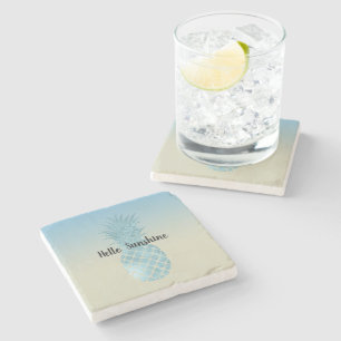 Tie Dye Yellow Aqua Pineapple Stone Coaster
