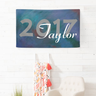 Tie-Dyed Abstract   Blue Green Purple Graduation Banner