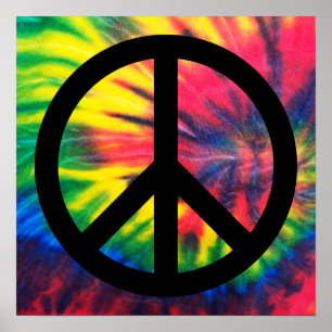 Tie Dyed Black Peace Sign