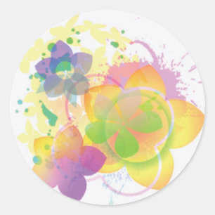Tie-Dyed Flowers 2 Classic Round Sticker