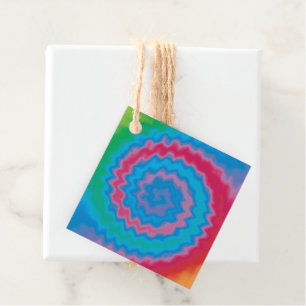Tie dyed groovy funky retro swirl pattern cool favour tags