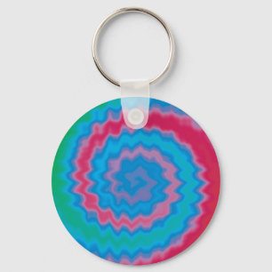 Tie dyed groovy funky retro swirl pattern cool keychain