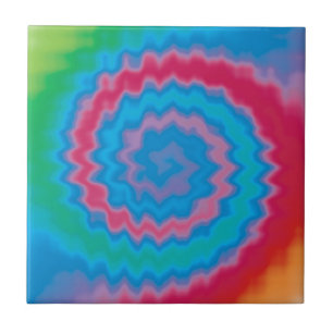 Tie dyed groovy funky retro swirl pattern cool tile