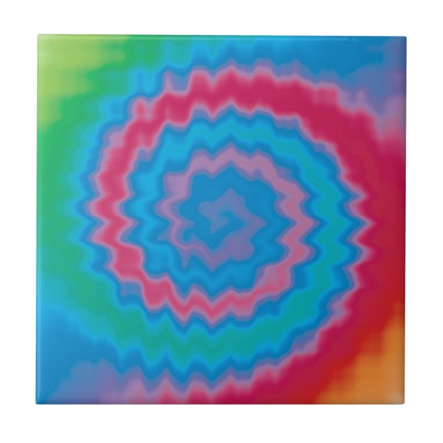 Tie dyed groovy funky retro swirl pattern cool tile (Front)